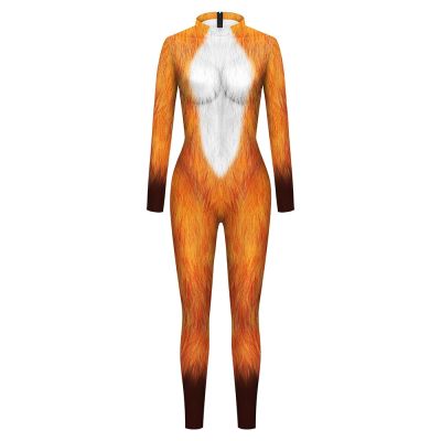 3D Printed Tiger Leopard Deer Elk Jumpsuit Woman Men Halloween Cosplay Costume Bodysuit Carnival Party Role Play Dress Up Outfit