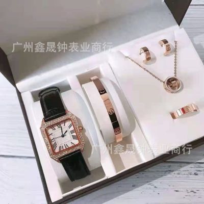 Cross-border trade micro shang dynasty set hair set auger square dial five act the role ofing is tasted suit quartz female watch wholesale