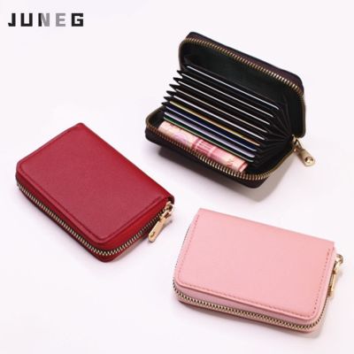 ZZOOI Card Bag for Women PU Leather Short Simple Zipper Wallet Multi Card Slot Large Capacity Purse for Students Female Coin Wallet