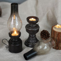 Creative Resin Crafts Home Candle holder Decoration Lantern Ornaments Nostalgic Old-Fashioned Vintage Glass Kerosene Lamp: