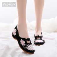 hot【DT】 Cotton Embroidery Ballet Flats Vegan Ladies Canvas Slip-on Ballerinas Denim Costume Shoes