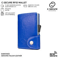 C-SECURE [พร้อมส่ง] กระเป๋าใส่บัตร กระเป๋าสตางค์ กระเป๋าใส่การ์ด RFID รุ่นหนังแท้สลักลาย สีน้ำตาลมาริโน (เคสบัตรสีเทา)