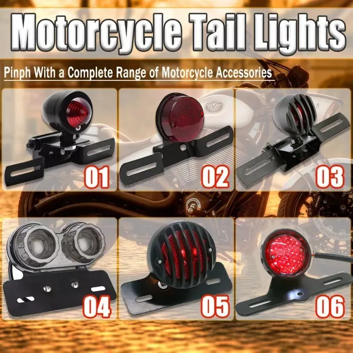 Universal Motorcycle Tail Light Brake Light License Plate Integrated