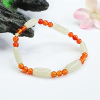 Natural Hetian Jade Bracelet with Red Agate Bracelet Girls Bracelet Gift