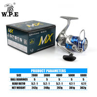 W.P.E MX รอกตกปลา2000-6000 5.2:1 4.7:1ความเร็วสูงปั่นรีล5 BBs โลหะช้อนปลาคาร์พตกปลารอก P ESCA ล้อ