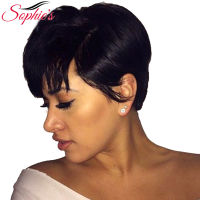 Sophies Short Bob Wigs For Black Women Non-Remy Straight Human Hair Wig 4inch 100 Human Hair Machine Made No Smell