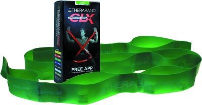THERABAND CLX Resistance Band with Loops, Fitness Band for Home Exercise and Full Body Workouts, Portable Gym Equipment, Gift for Athletes, Individual 5 Foot Band, Green, Heavy, Intermediate Level 1