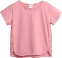 Toddler Kids Baby Boys Girls Solid Short Sleeve Crewneck Irregular T Shirts Tops Tee Clothes for Children Top Pink