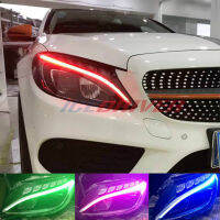 Icedriver สไตล์ใหม่สำหรับ Mercedes Benz C Class DRL RGB แอลซีดีสีมัลติคัลเลอร์บอร์ด Bw205 S205 A205 AMG C63 2014-2019 RGBW รับประกัน Lampu Jalan กลางวัน