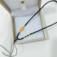 ?Original pure hand-woven rope gold color Seiko lotus transfer beads black rope Buddha head necklace rope Ruyi lock rope