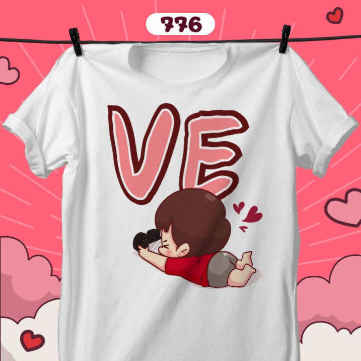 เสื้อคู่-เสื้อวาเลนไทน์-ลายlove-สีขาวคอกลม-รหัส-776-777