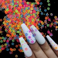 Mix Fluorescence Plum Flower Sequins For Nail Design Sparkly Glitter Flakes Nail Art Decorations Gel Polish Manicure Accessories