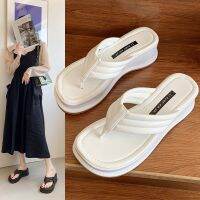 [COD] muffin thick-soled flip-flops womens summer 2026 new Korean version of the wedge with open-toed sandals beach