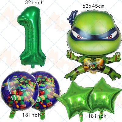 Cartoon Tortoise Hero Turtle Foil Balloon Birthday Party Decoration Anime Ninja Ballon Supplies Boy Gift Home Decor Kid Toy Balloons