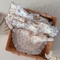 【DT】hot！ 4 layers Baby Bibs Muslin Cotton Floral Print Infant Bib Newborn Burp Cloths Feeding Bandana Scarf Saliva