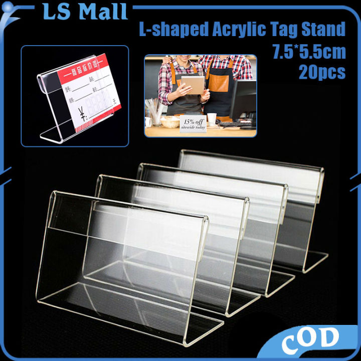 20 Pcs Mini Clear Acrylic Sign Display Holder L-shape Acrylic Name Card 