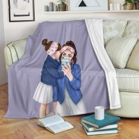 Ready Stock Super Mom and Daughter Theme Flannel Throw Blanket, Home Bed Decor, Warm, Lightweight, Family, Camping Gifts, Sofa Couch,