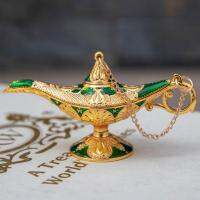 Craft Zinc Alloy Classic Metal Carved Aladdin Lamp Light Wishing Tea Oil Pot Decoration Collectable Saving Collection Arts Craft