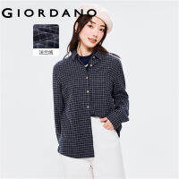 Giordanoผู้หญิง เสื้อเชิ้ตแขนยาวลายสก๊อตผ้าฝ้ายสักหลาด Free Shipping 05342863