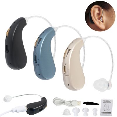ZZOOI Rechargeable Hearing Aids Behind the Ear BTE USB Sound Amplifier Noise Reduction Common to Both Sides