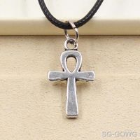 【DT】hot！ New Durable Faux Leather Anka Egyptian Ankh Pendant Choker Necklace Jewelry