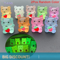 ?【Lowest price】TANG 2pcs Luminous strawberry Bear เครื่องประดับน้ำหอมตุ๊กตาการ์ตูนขนาดเล็กตกแต่งภูมิทัศน์ตุ๊กตาของเล่นขนาดเล็ก