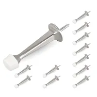 12Pcs Heavy Duty Solid Rigid Door Stops with Rubber Tips Zinc Die Cast Zinc Alloy Door Stops for Walls&amp;Doors