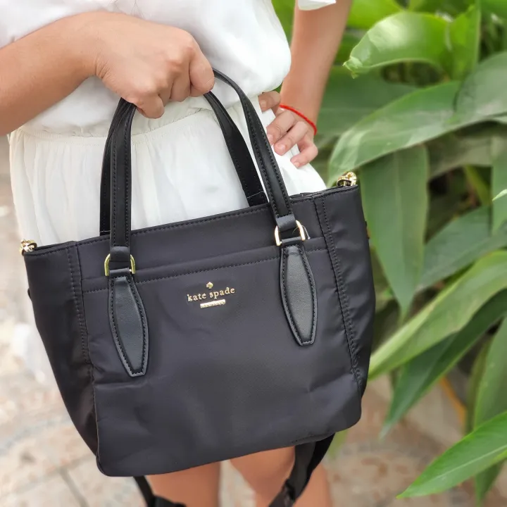 Kate Spade Basic Sam Small Tote Bag in Plain Black Nylon - Women's Top  Handle Bag with Detachable Strap | Lazada PH