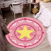 Carpet Cute Cartoon Round Carpet Cardcaptor Sakura Magic Circle Rug Computer Chair Mat Carpet Fluffy Floor Anti-Skid Home