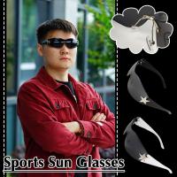 Rimless Sunglasses Y2K Pentagram Glasses Stylish Sports Sun Glasses A6I3