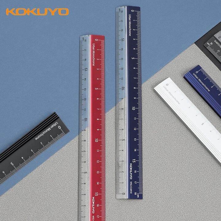 japan-kokuyo-high-precision-ruler-multifunctional-18cm-aluminum-ruler-retro-style-student-stationery-translucent-foldable-ruler