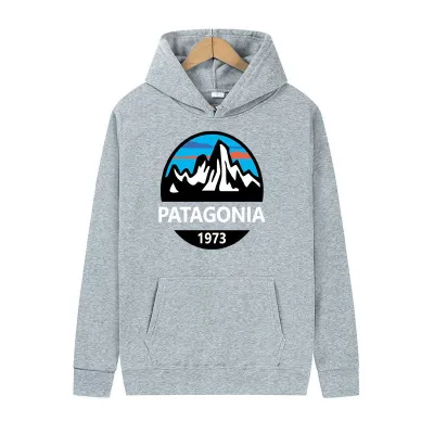 Patagonia Wish เสื้อสเวตเตอร์พิมพ์ลายเสือภูเขา Patagonia ยุโรปและอเมริกาเสื้อสเวตเตอร์ฮู้ดหนาผ้ากำมะหยี่สำหรับคนโสด