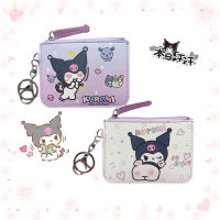 Kawaii Sanrio Kuromi กระเป๋าเงินเหรียญอะนิเมะกระเป๋าสตางค์หูฟังขนาดเล็กเปลี่ยนเครื่องสำอางถุงเก็บบัตรทำงานแขนของเล่นสาวของขวัญ