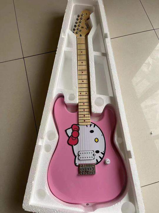 Custom Fender Pink Hello Kitty Cat Stratocaster Body Electric Guitar