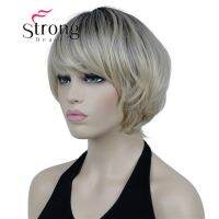 StrongBeauty Short Bob Wig Soft Layered Shag Ombre Blonde Synthetic Hair Wigs for Women Gift ของขวัญ