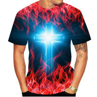 Flame 3D พิมพ์เสื้อยืดผู้ชายหลวมขนาดใหญ่แขนสั้นแฟชั่น Street รอบคอ Tees