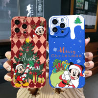 เคสป้องกันสำหรับ VIVO Y15S Y15A T1 5G T1X Y02S Y21S Y21A Y21S Y33S Y12S Y11S Y12A Y01 Y1S Y20s Y20A Y22ซานต้ามิกกี้มินนี่สุขสันต์วันคริสต์มาสขอบสี่เหลี่ยม