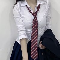 jk Uniform Girl Pure Desire Style Hot Girls เสื้อเชิ้ตเอวสีขาวเสื้อเชิ้ตแขนยาวเข้ารูปใส่แล้วดูผอมเพรียวสไตล์วิทยาลัยแมทช์ลุคง่าย