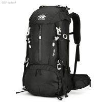 50L เดินป่าตั้งแคมป์พร้อมฝาปิดกระเป๋ากระเป๋าเดย์แพ็คช่องรองเท้า
