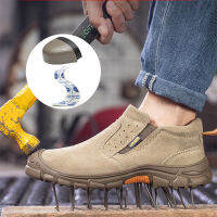 ⭐จัดส่งฟรี⭐Safety Shoes รองเท้าหนังความปลอดภัยสูงพื้นนุ่มด้านบนป้องกันแรงต่อต้านเจาะรองเท้าแรงงานทำงานนิ้วเท้าเหล็ก