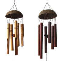 ไม้ไผ่ลมตีระฆังกะลามะพร้าว WindChimes สำหรับในร่มกลางแจ้งลานบ้านลานตกแต่งสวนเครื่องดนตรีของขวัญ