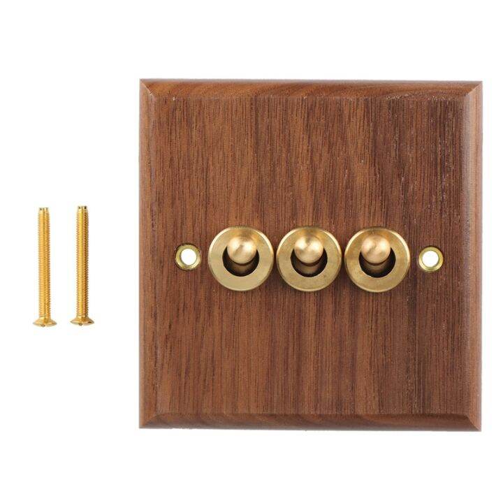 Retro American Industrial Style Light Switch Socket, Solid Wood Brass