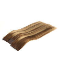 Full Head Halo Hair Extensions Color Brown to Light Blonde Ombre Human Hair Invisible Wire Halo Extension With Clips For Women