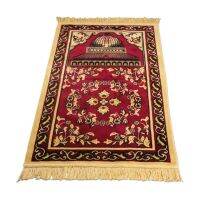 Turkish Islamic Muslim Prayer Mat Faux Cashmere Velvet Thick Carpet Blanket Floral Printed Tassel Ramada Kneeling Rug