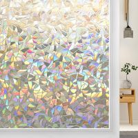 3D Rainbow Window Film Privacy Stained Glass Film Non-Adhesive Static Cling Removable Decorative Window Sticker Anti UV for Home Window Sticker and Fi