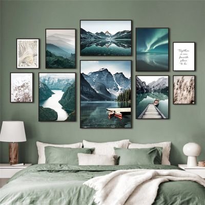 Nordic Nature Scenery โปสเตอร์ Wall Art ภาพวาดผ้าใบดอกไม้อ้างภูมิทัศน์พิมพ์ภาพตกแต่งบ้านสำหรับห้องนั่งเล่น Design