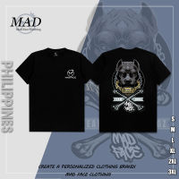 MADFACE Clothing t shirt- Bully Dog 13 - เสื้อยืดผู้ชายคอกลมผ้าฝ้าย unisex สีดำ เสื้อเชิ้ตสีขาว