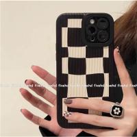 【Great. Cell phone case】 ที่ A76 OPPO A57 A96 A16 A15 A55 A54 A93 A95 A94 A31 A74 A5 A9 A53 A33 A32 Reno 7 6 5 4 7Z 6Z 5F 4F A12 A3s A5s อินเทรนด์ฝาครอบตารางสีขาวสีดำ