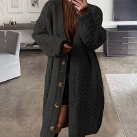 Solid Fashion Knitted Sweater Coat Women Long Sleeve Single Breasted Cardigan Tops Autumn Winter Casual Long Thick Outerwear