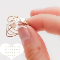 Hand Stamped Stacking A-Z 26 Letters Initial Name Tiny Heart Rings For Women Gold Color Finger Ring Jewelry Minimalist Gift